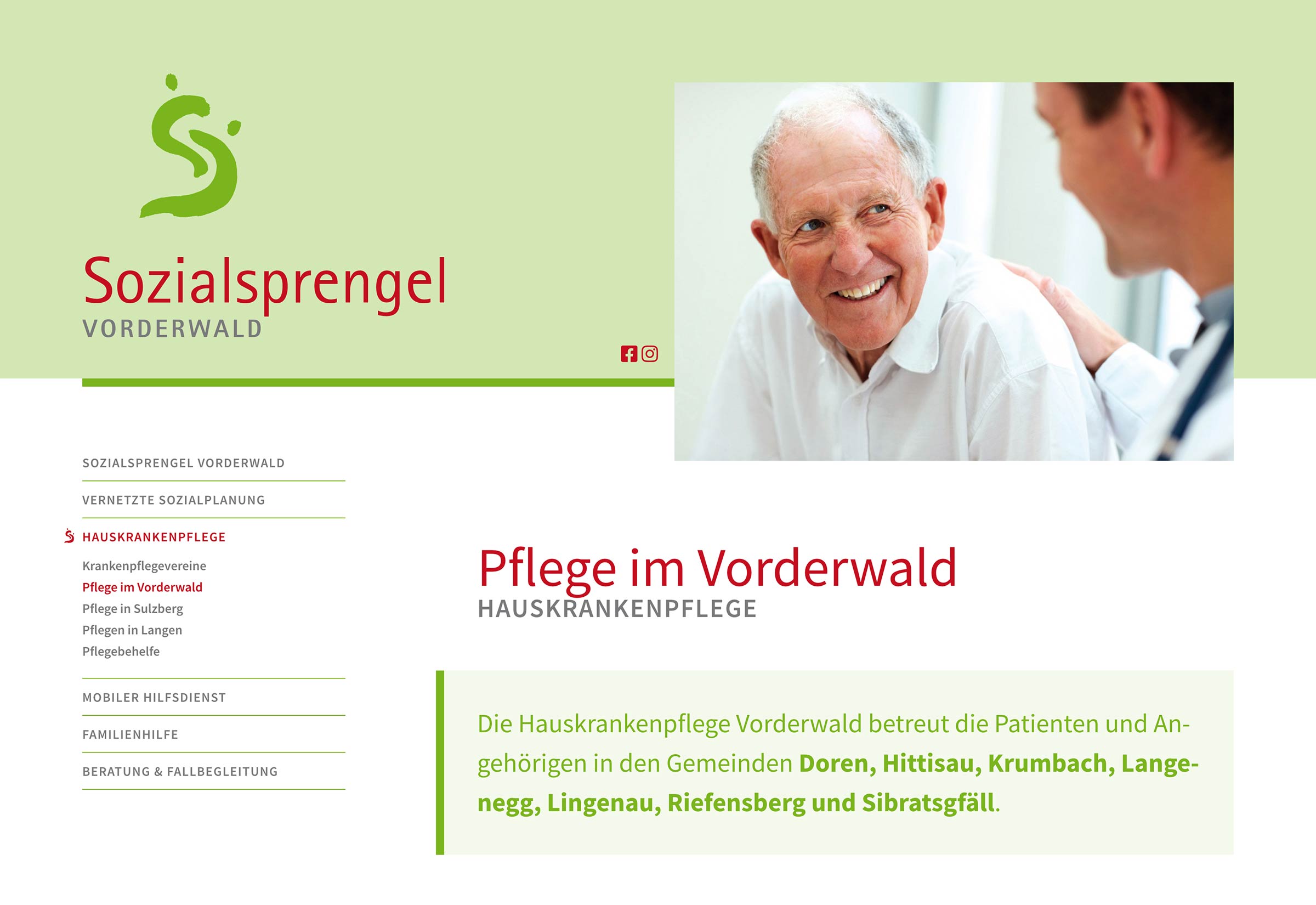 Website Sozialsprengel Vorderwald